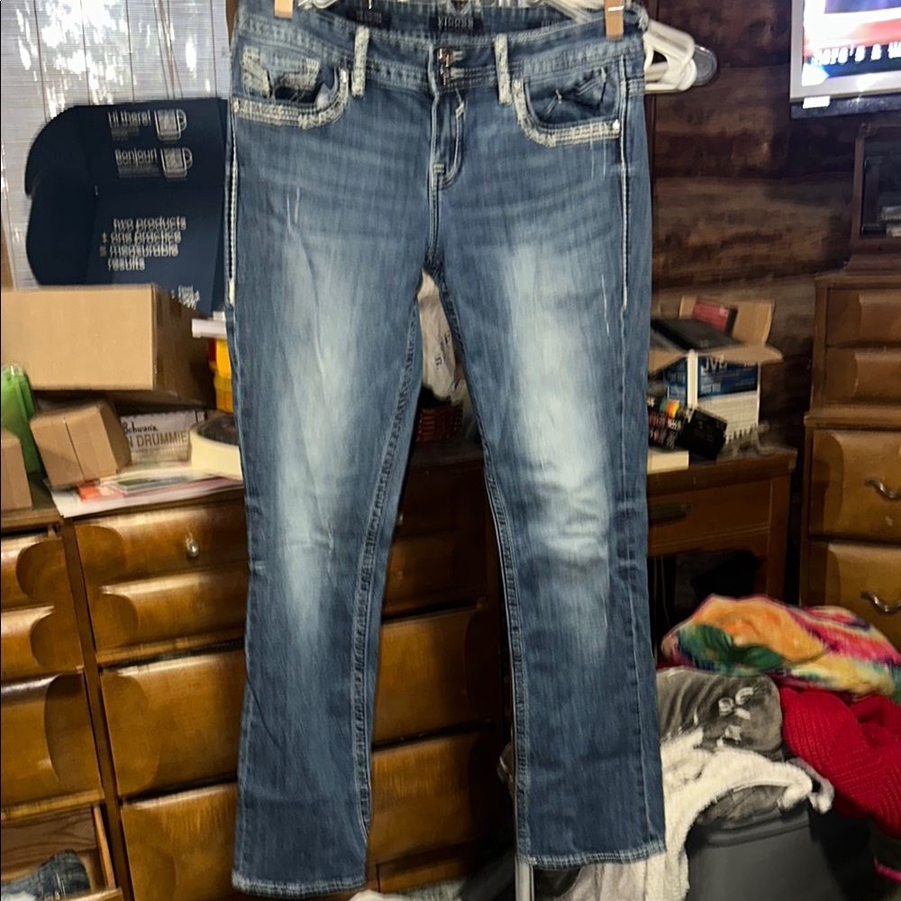 VIGOSS THE CHELSEA SLIM BOOT CUT BLUE JEANS SIZE 11/12 33 LENGTH